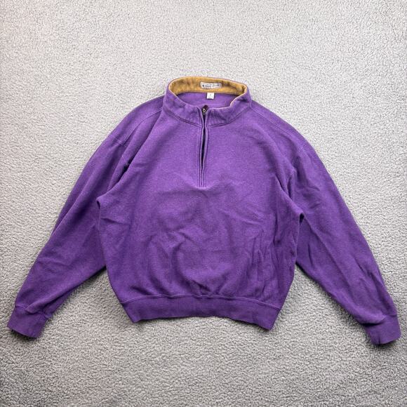 Peter Millar 1/4 Zip Mens Medium Purple Long Sleeve Pullover Sweatshirt - Picture 1 of 11